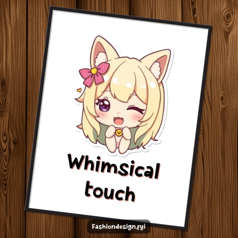 Funny digital art print of a character winking while adding a whimsical accessory, ideal for adding a playful and humorous vibe.