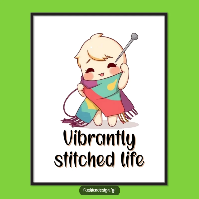 Funny Zig-Zag Stitch Print, Bold Digital Art for Vibrant Spaces