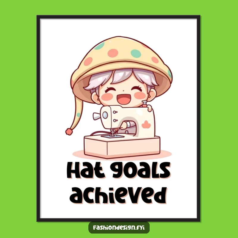 Funny Oversized Hat Digital Print: Gleeful Character Sewing Art