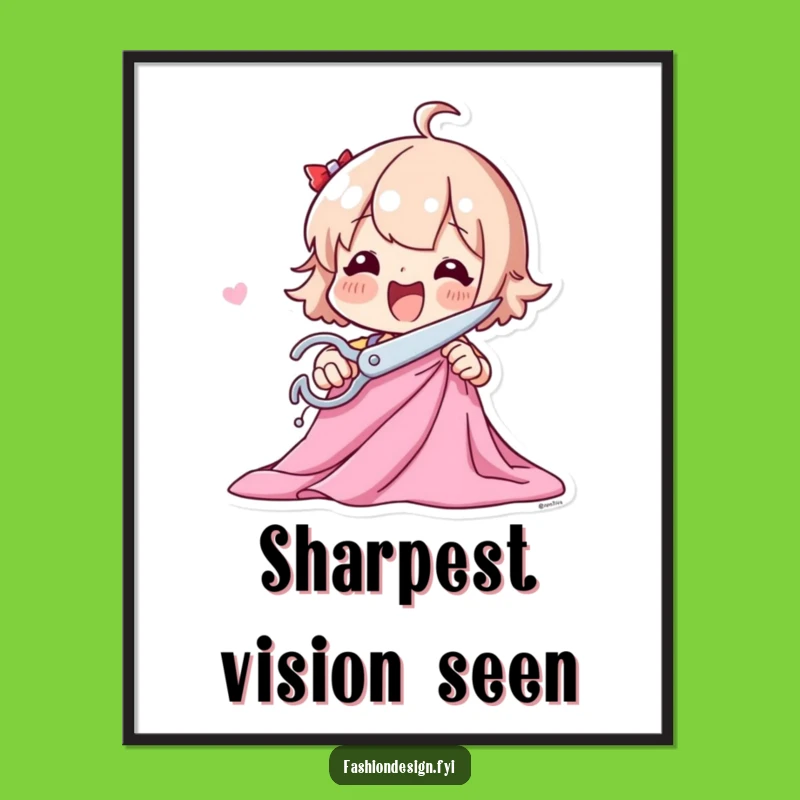 Funny Sewing Digital Art: Playful Fabric Cutter Decor, Instant Funny Gift for Crafters