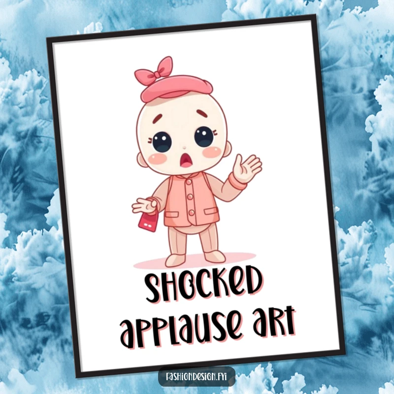 Funny Mannequin Digital Art Print showing a character bursting into surprised applause, perfect for adding a humorous and celebratory touch to decor.