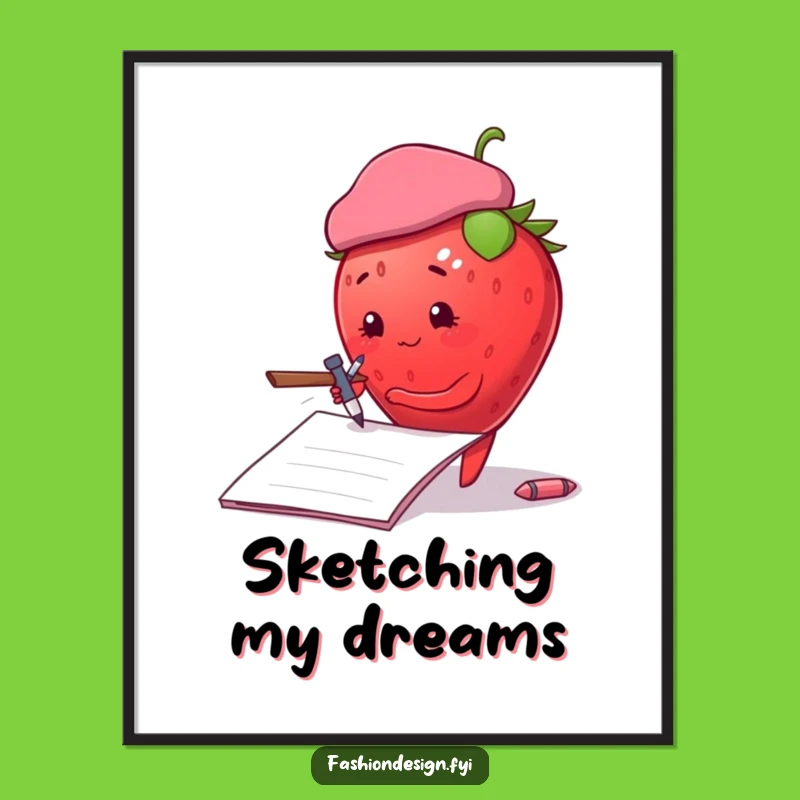 Funny Strawberry Sketch Digital Art: Artistic and Hilarious Download Gift