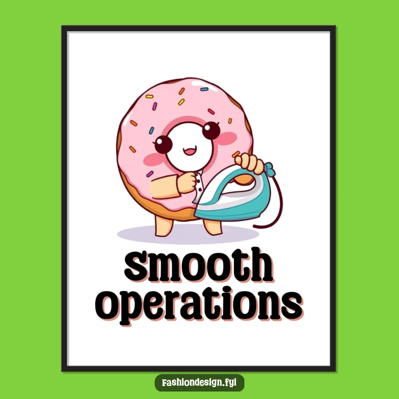 Funny Donut Ironing Digital Art: Mischievous Baker's Playful Download Gift