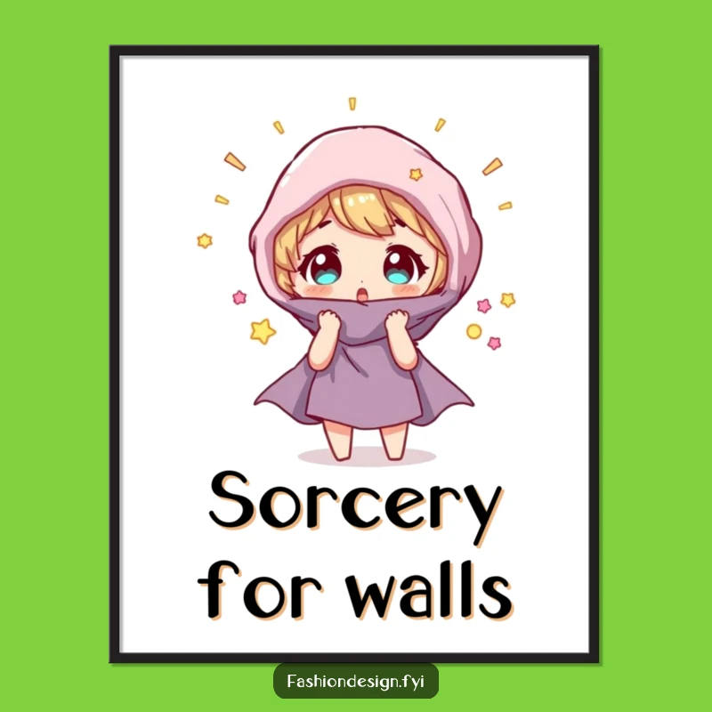 Funny Magical Fabric Digital Art: Surprised Character, Wall Art Humorous Gift