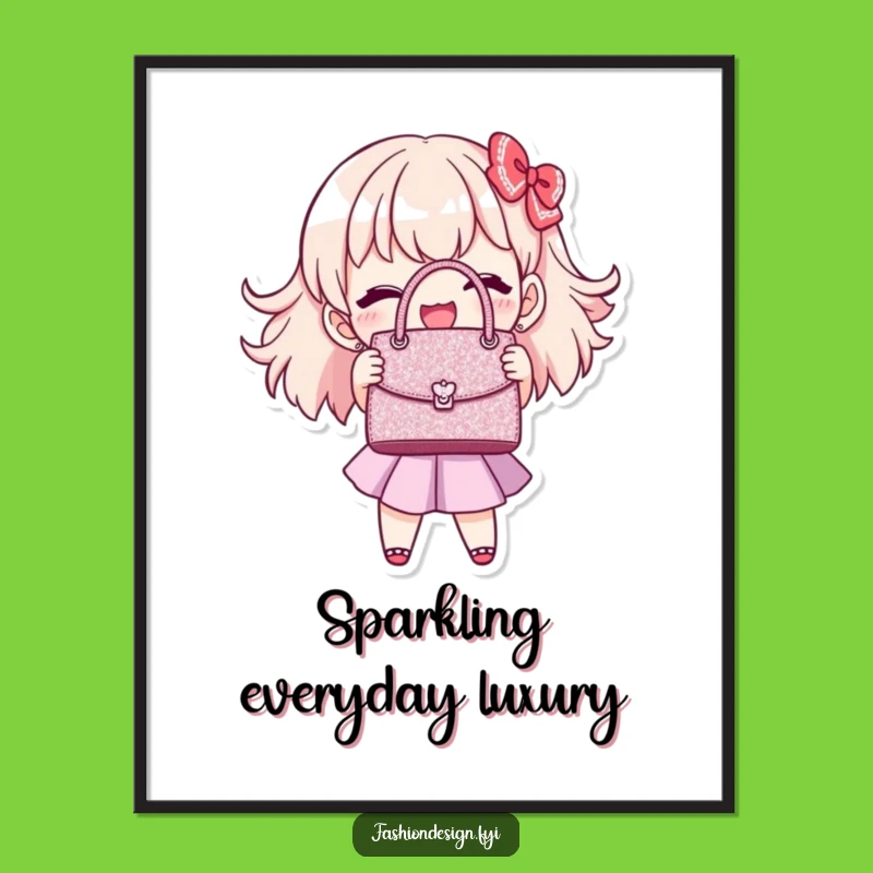 Funny Handbag Stitcher Print, Miniature Art for Chic, Humorous Spaces