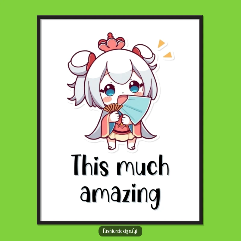 Funny Fanning Character Art Print: Surprised by heat, a digital funny gift.