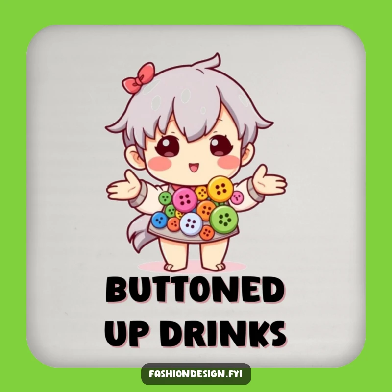 Funny Crafter Coaster Set - Protect Surfaces with Button Art