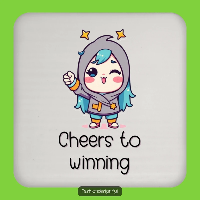 Funny Triumphant Fabric Pinning Coaster: Confident drink protection, a small funny gift.