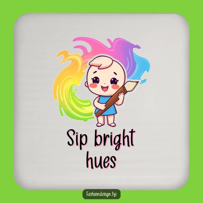 Funny Artist Coaster: Paintbrush & Swirls - Protect & Decorate!