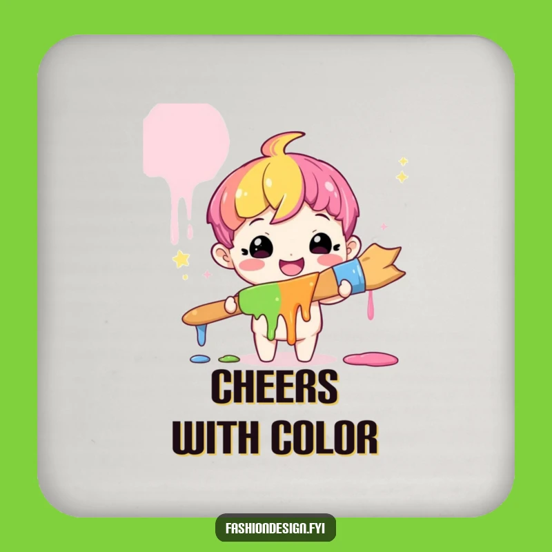 Funny Artist Rainbow Drink Coasters: Protect Surfaces with Colorful Art and Humor