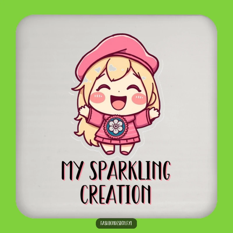 Funny Beret Patch Coaster: Joyful Character Art to Protect Surfaces