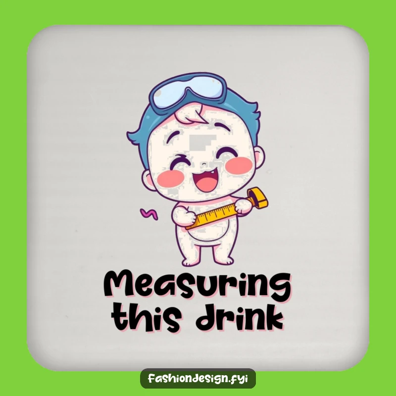 Funny Focused Excitement Coaster: Happy Character Protecting Surfaces