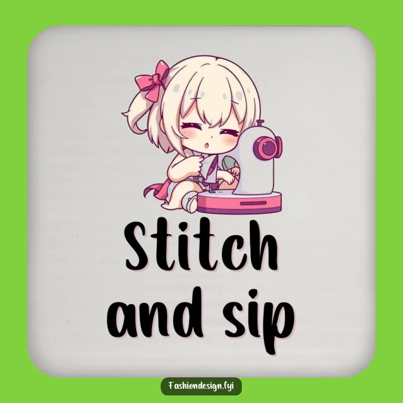 Funny Seamstress Coaster: Dramatic Character with Sewing Machine, Bar Humorous Gift