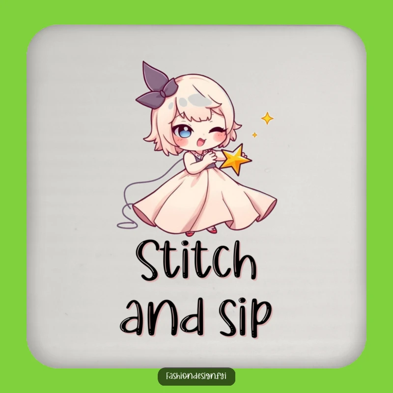 Funny Seamstress Star Drink Coasters: Protect Surfaces with Mischievous Charm and Detail