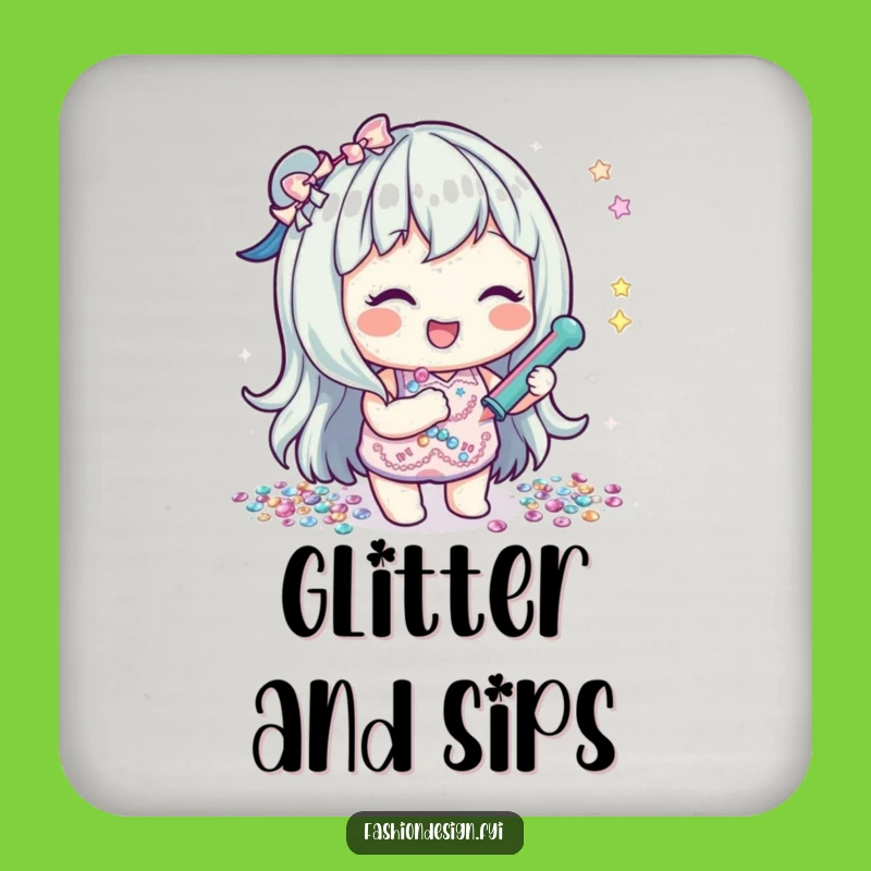 Funny Sequin Gluer Drink Coaster: Protect Surfaces with Sparkle Funny Gift