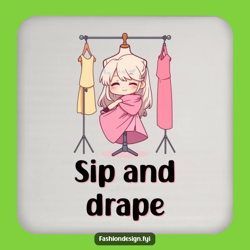 Funny Fashion Designer Coaster: Elegant Draping Fabric Art, Protects Surfaces with Humor