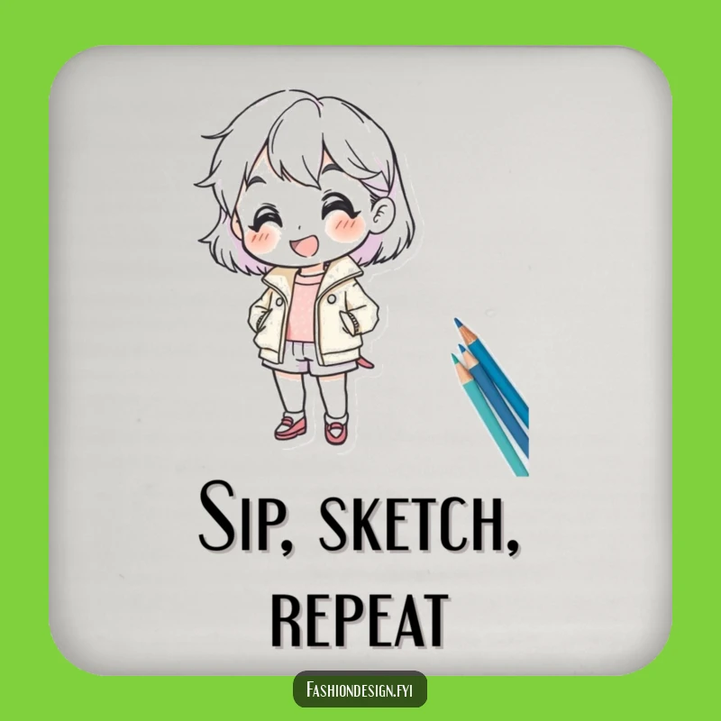 Funny Fashion Sketch Drink Coaster: Designer Table Protector, Cute Funny Gift for Art Lovers