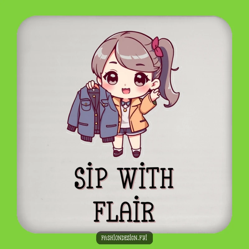 Funny Fashionista Coaster: Stylish Character with New Garment, Bar Humorous Gift