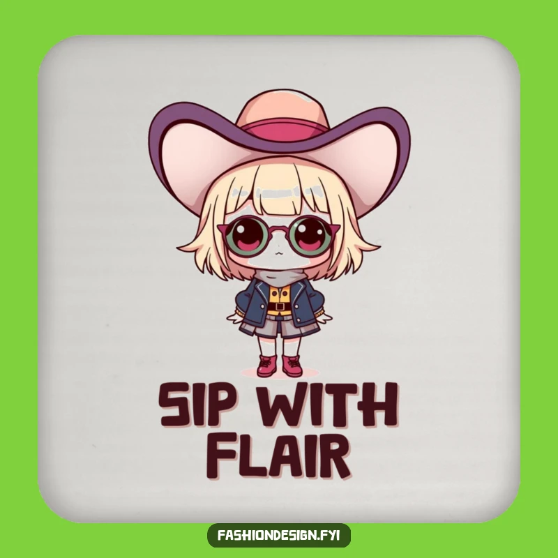 Funny Fashionista Hat Drink Coaster: Protect Surfaces with Style Funny Gift