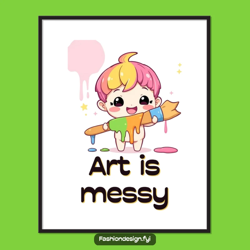 Funny Artist Rainbow Poster: Decorate with Joyful Amazement and Vibrant Paint