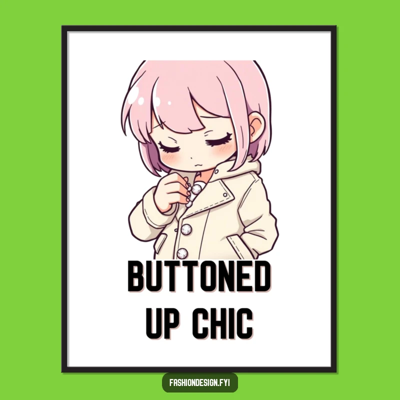 Funny Button Stitcher Poster, Detailed Art for a Chic, Humorous Space