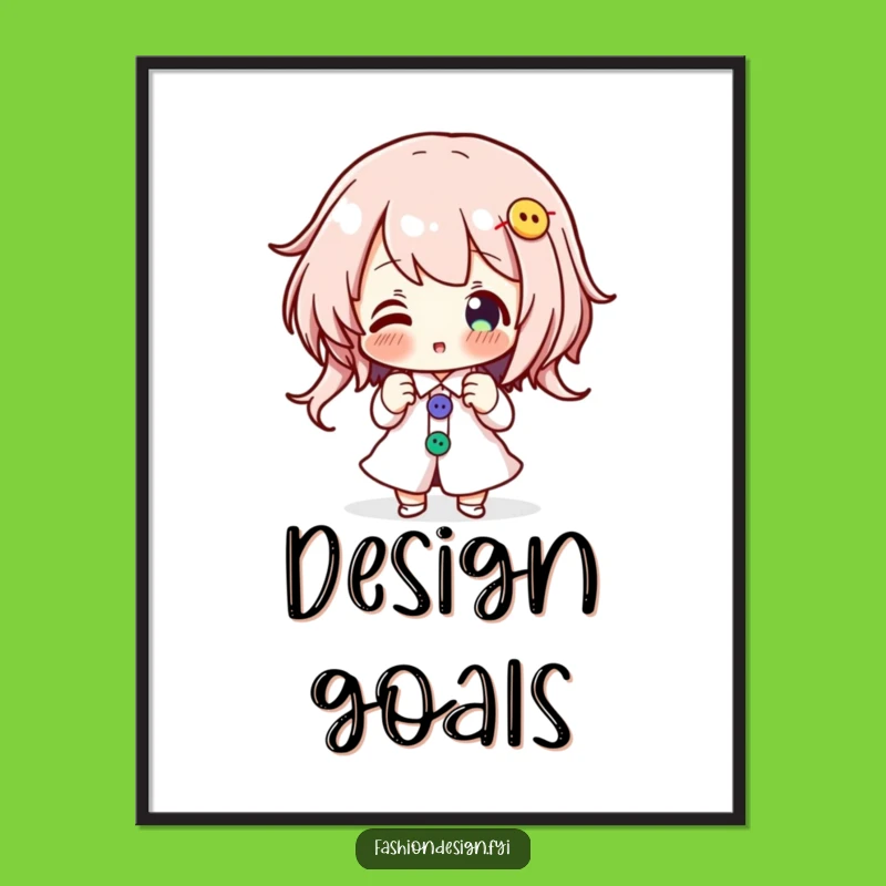 Funny Button Pinning Poster - Energetic Character's Crafty Wall Art