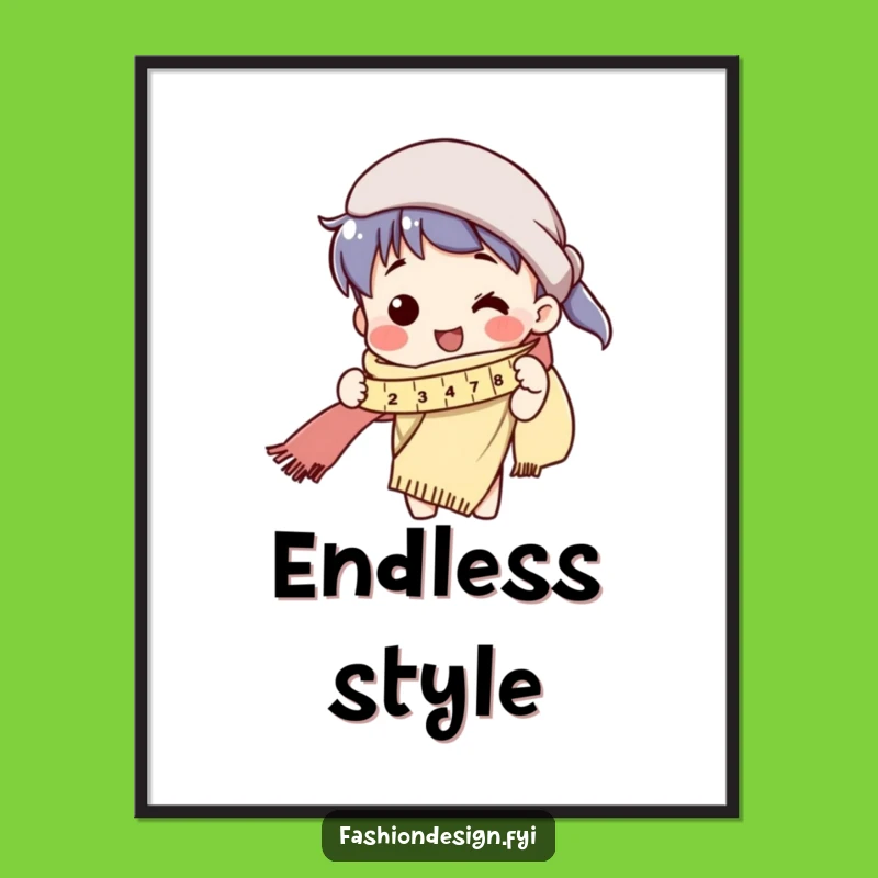 Funny Tailor Poster - Long Scarf Measuring Art & Sewing Decor