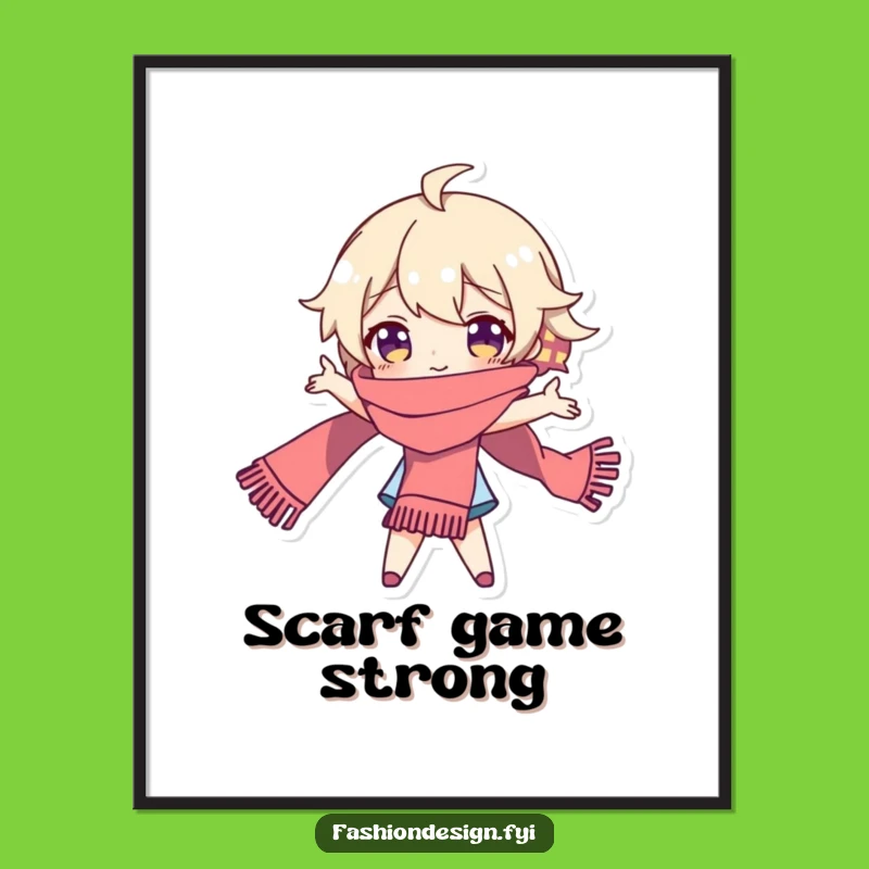 Funny Dramatic Scarf Poster: Playful Character's Theatrical Art