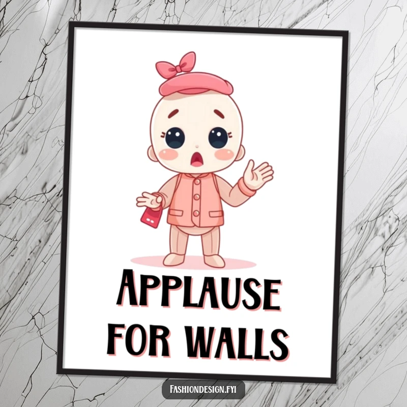 Funny Mannequin Poster depicting a character erupting in surprised applause, adding a touch of humor and whimsical celebration to any wall.