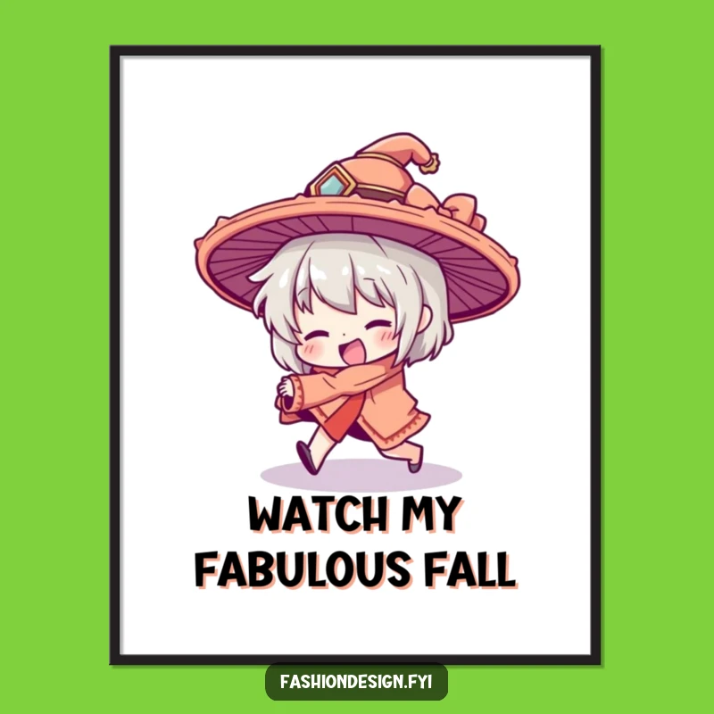 Funny Oversized Hat Tripping Character Poster - Hilarious Wall Art Gift