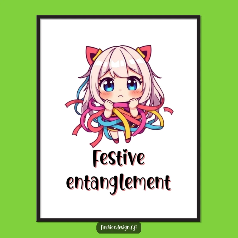 Funny Ribbon Tangle Poster: Decorate with Comical Frustration and Fun