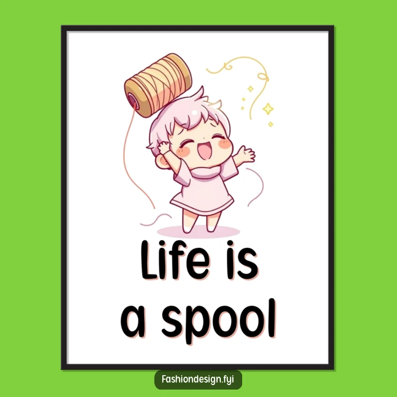 Funny Sewing Poster: Gleeful Thread Toss - Crafty Wall Art!