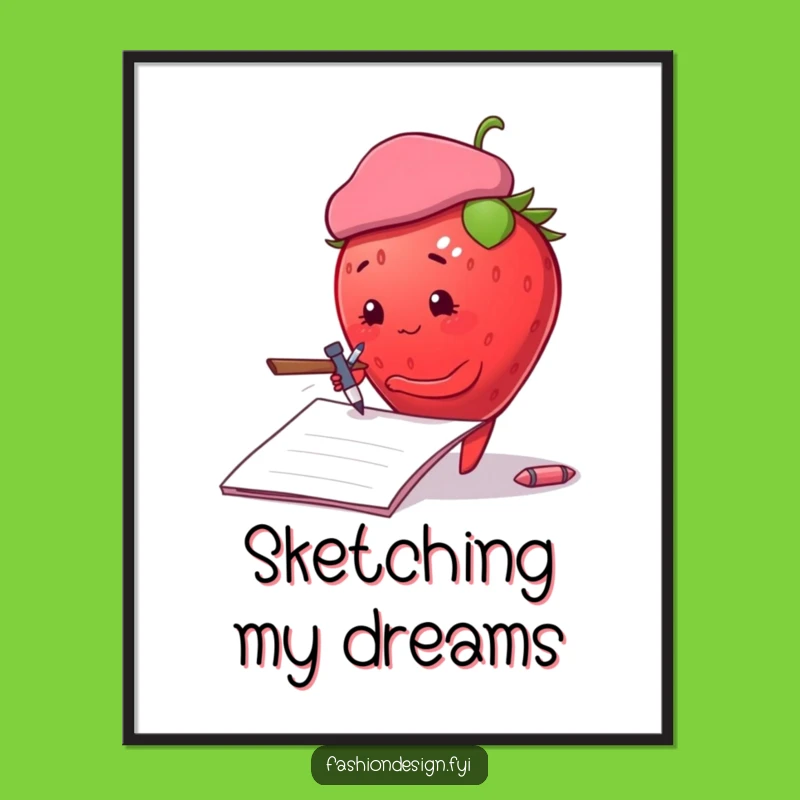 Funny Strawberry Sketch Poster: Artistic and Hilarious Wall Art Gift
