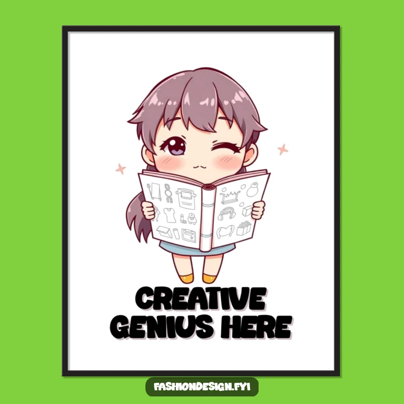 Funny Winking Artist Poster: Sketchbook designs, a unique funny gift for studios.