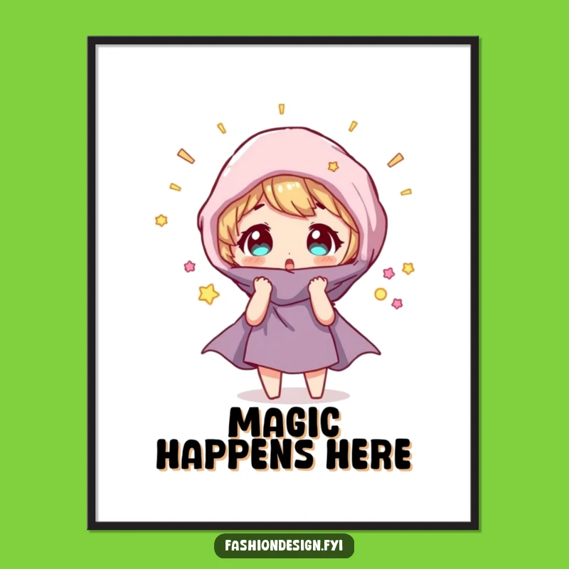 Funny Magical Fabric Poster: Surprised Character, Wall Art Humorous Gift