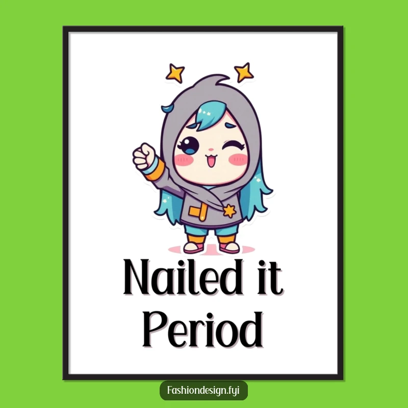 Funny Confident Seamstress Poster: Triumphantly pinning fabric, a unique funny gift for studios.