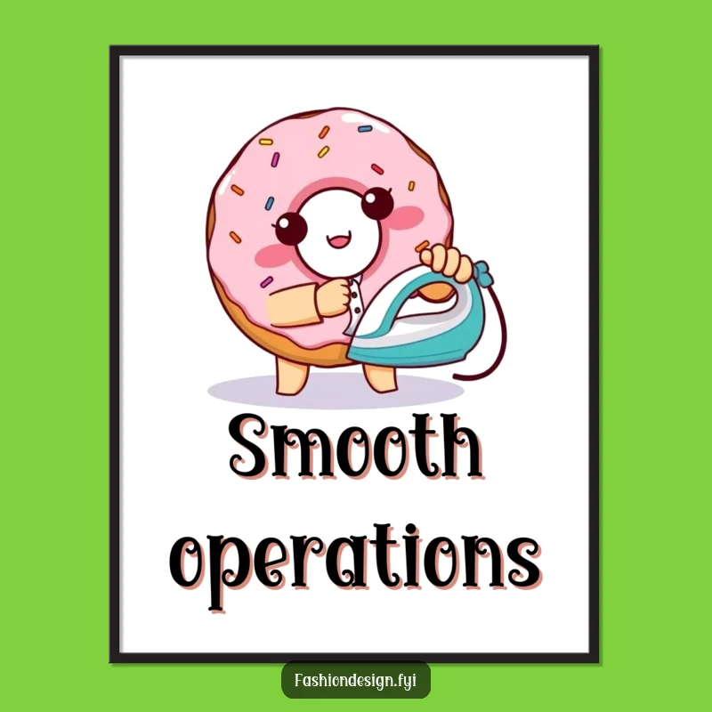 Funny Donut Ironing Poster: Mischievous Baker's Art for Playful Spaces Gift