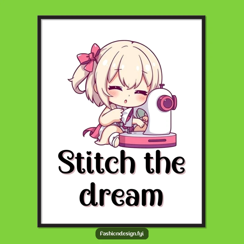 Funny Seamstress Poster: Dramatic Character with Sewing Machine, Wall Art Humorous Gift