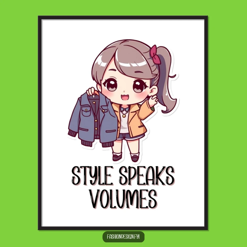 Funny Fashionista Poster: Stylish Character with New Garment, Artistic Humorous Gift