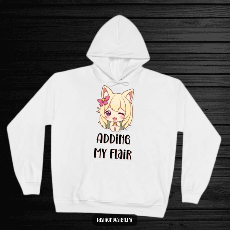 Funny hoodie featuring a winking character adorning themselves with a funny accessory, offering warmth and a cheerful attitude.