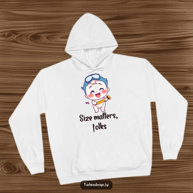 Funny hoodie featuring a beaming character with a measuring tape, symbolizing focused excitement and a love for measurement and building.