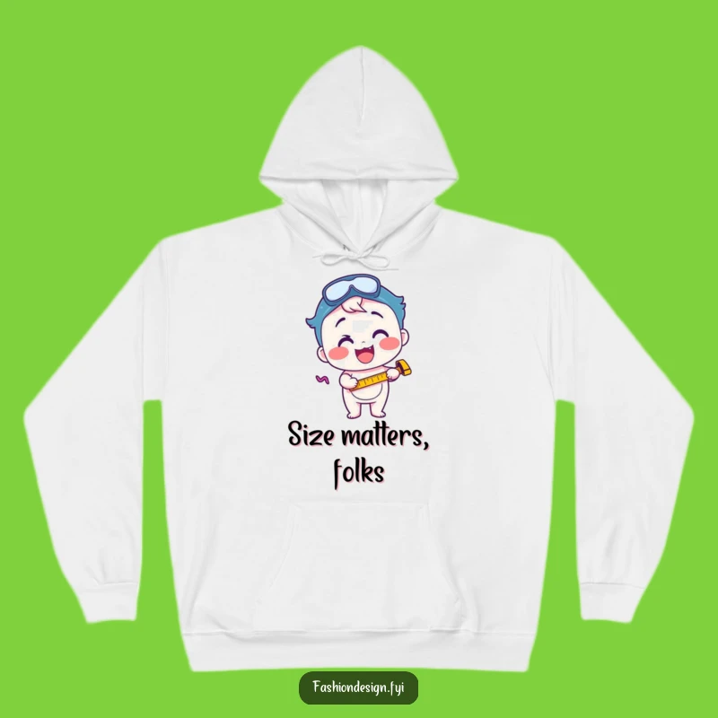 Funny Focused Excitement Hoodie: Cozy Character with Measuring Tape