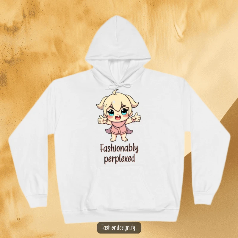 Funny Model Hoodie displaying a character in a dramatic, funny pose, offering warmth and a touch of high fashion humor.