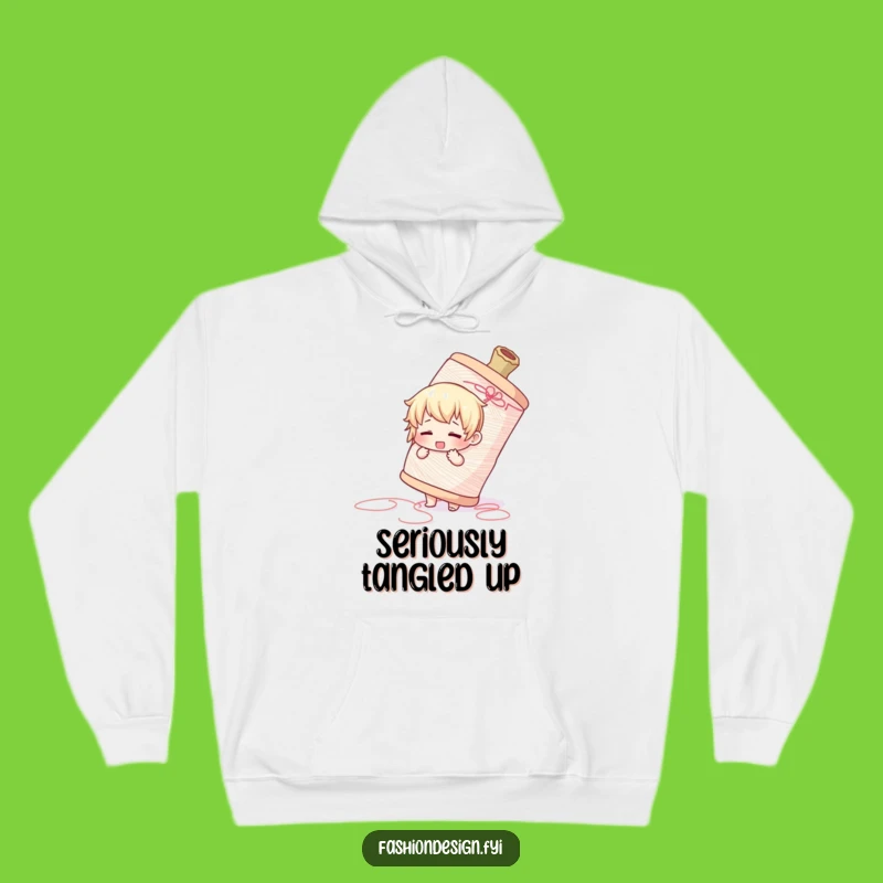 Funny Thread Struggle Hoodie - Cozy Character's Spool Adventure