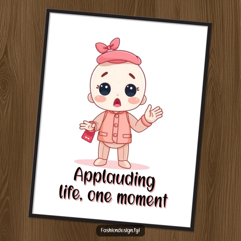 Funny Free Printable Wall Art: A surprised mannequin character suddenly bursts into applause, creating a humorous display, downloadable art.