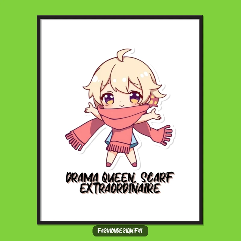 Funny Free Printable Wall Art: Dramatic Scarf Character Pose