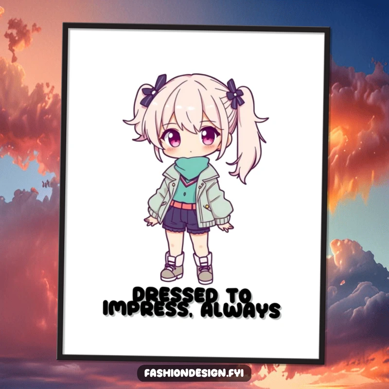 Funny Free Printable Wall Art: Character confidently presenting a finished, incredibly stylish outfit with poise.