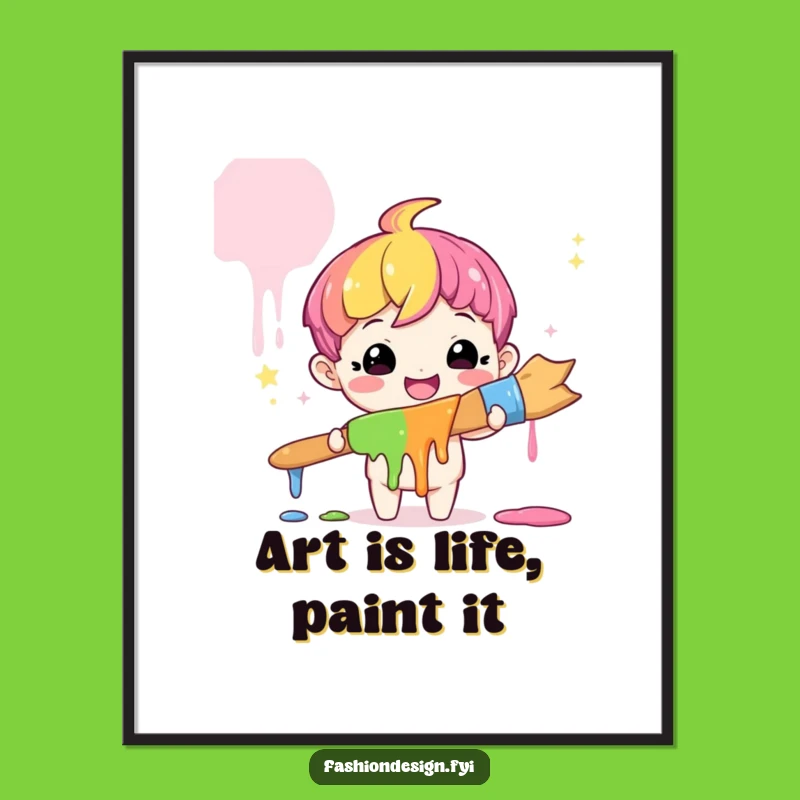 Free Printable Wall Art: Rainbow Painter Character - Funny Downloadable Art!