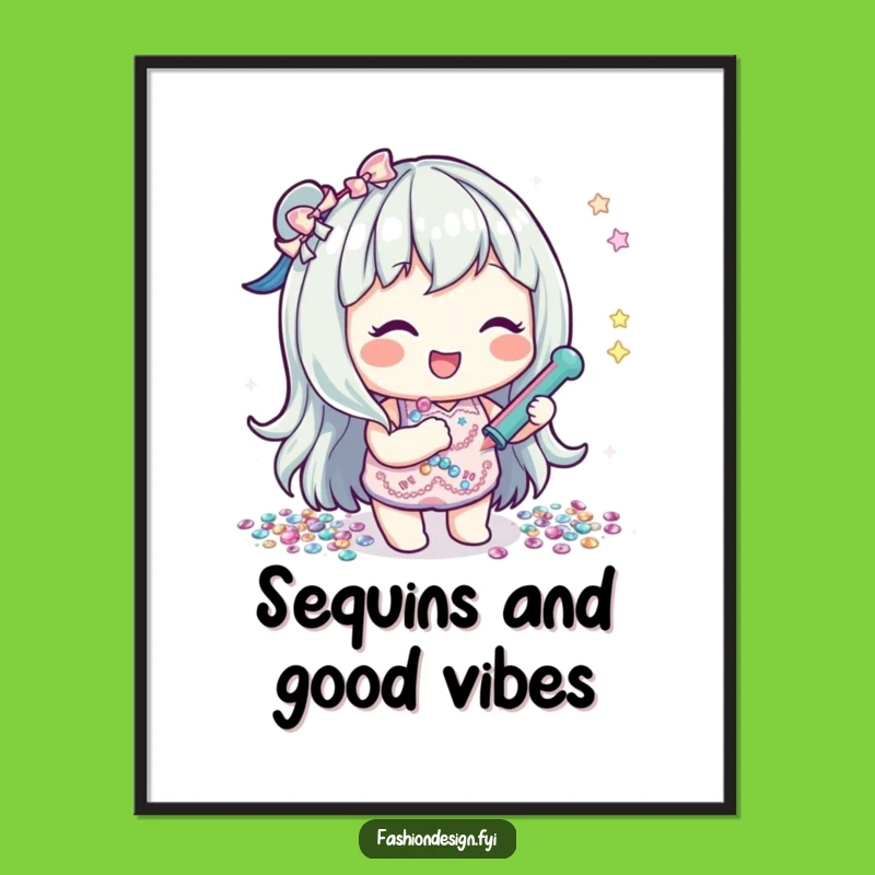 Free Printable Wall Art: Sequin Sparkle Fun, Humorous Downloadable Decor Gift