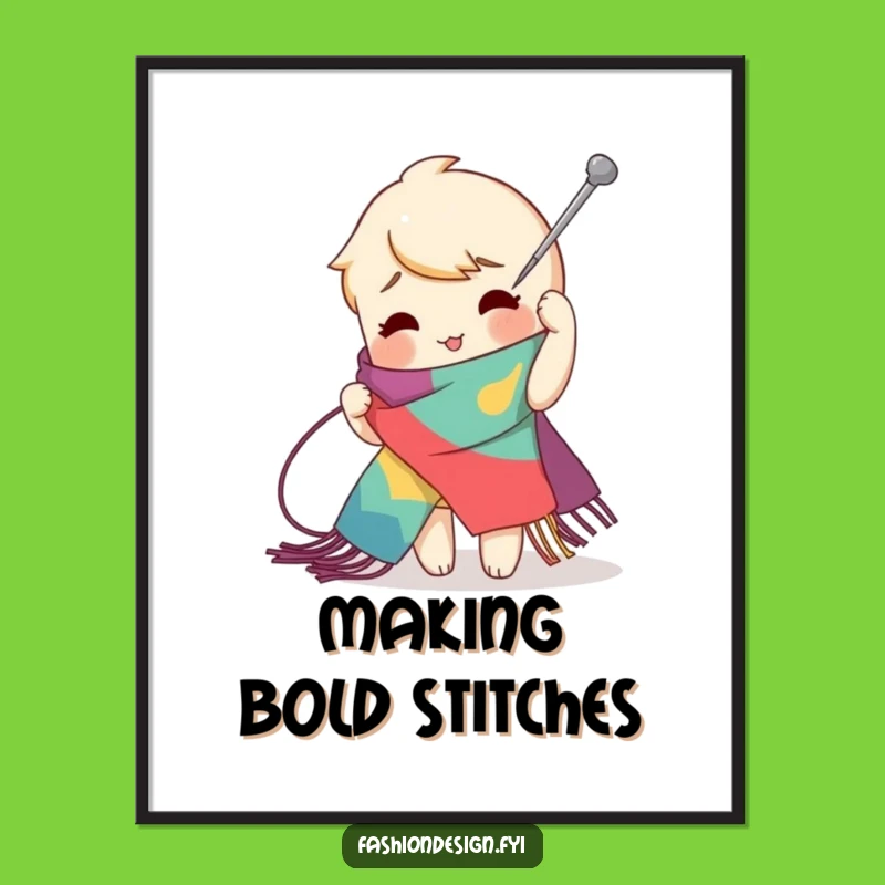 Funny Free Printable Wall Art: Zig-Zag Stitch Decor, Downloadable Art Gift